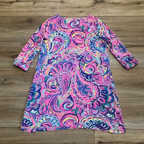 Girls Lilly Pulitzer Edna Shift Dress SZ XL (12-14) 3/4 Sleeve Paisley Kids - Picture 8 of 9