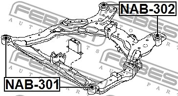 NAB-301 FEBEST Mounting, axle beam for NISSAN,NISSAN (DFAC)