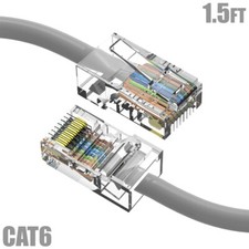 1.5FT Cat6 RJ45 Ethernet LAN Network UTP Non-Boot Patch Cable Copper 24AWG Gray