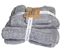 COMMON THREAD SET OF 6 PC GRAY COTTON,BAMBOO RAYON 2 BATH,HAND,WASH CLOTHS TOWEL