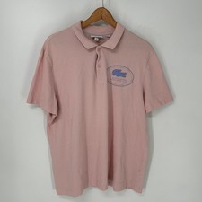 Lacoste Polo Shirt Mens 2XL XXL Pink Big Logo Embroidered Slim Fit