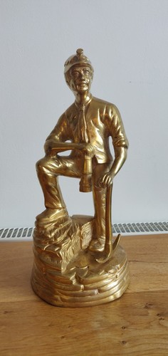 Vintage Messing Bergmann Figur ungewöhnlich größer 1 Fuß hoch schwer