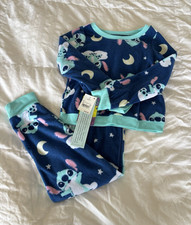 Disney Stitch Girls Fleece Pajama Set Blue Long Sleeve Size S 6/6x