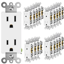 Decor Wall Recetpacle Outlet 15Amp 3 Wire Self-Grounding Tamper Resistant 20Pack