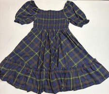 Polo Ralph Lauren Girls Short Sleeve Plaid Smocked Dress Size L 12/14