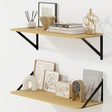 Deep Floating Shelves for Wall, 24W x 8D Wall Mounted Shelves Set of 2, Wide ...