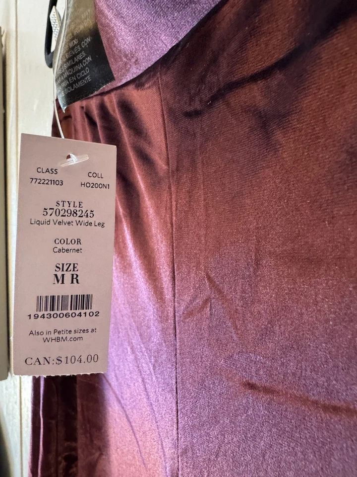 NUEVO CON ETIQUETAS Preciosos Pantalones de Terciopelo Granate Casa Blanca Mercado Negro Pierna Ancha Medianos Foto 3 de 4