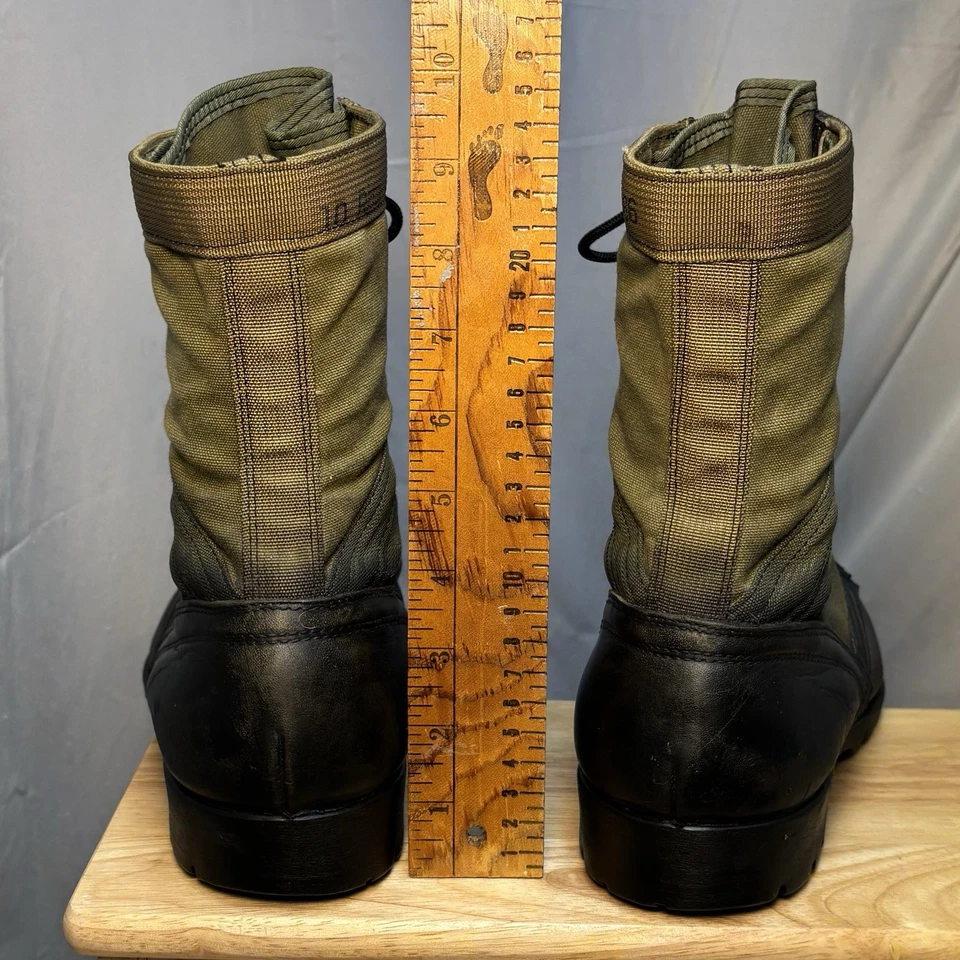 Botas de Combate Wellco USGI Años 60 De Colección Cuero Negro Verde Selva Para Hombre 10 R EE. UU. Foto 4 de 4