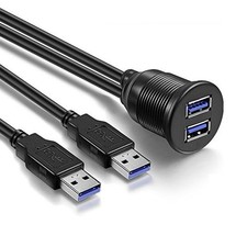Ampire XUD060 - Doppel USB-A Einbaubuchse mit 60cm Kabel