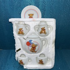 B Shackman  Co 1989 MINIATURE TEA SET Teddy Bear 6 PIECE Tea Pot Cup VTG