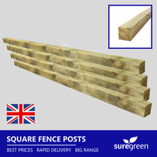 Square Fence Post | 3m | 100mm x 100mm | Green Treated | 4 Pack