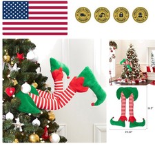 23 Christmas Elf Stuffed Legs Stuck Tree Topper Decorations -Xmas Holiday In...