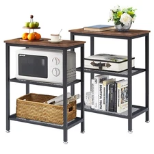Tall End Side Tables,30" Height Nightstand with 3-Tier Storage Shelf for Bedr...