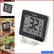 Digital Outdoor Thermometer Wired Probe Indoor Humidity Monitor Ice Alert Clock