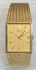 Seiko Tank Watch Men 24mm Gold Dial Gold Tone Date Rectangle 2A32-5019 (a1)
