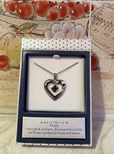 Equilibrium Silver-plated Heart Necklace with A Red Poppy Charm New In Box