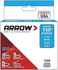 Arrow 504 T50 Staples 6mm 1/4" 1250 Pack for T50 Heavy Duty Tacker Gun