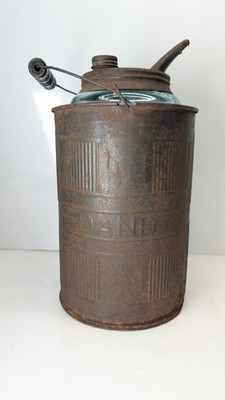 Old DANDY Tin Metal Kerosene Oil Glass Container Malteze Cross Lamp Refiller