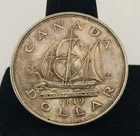 1949 Canada King George VI Ship Newfoundland Silver Dollar Coin #21986