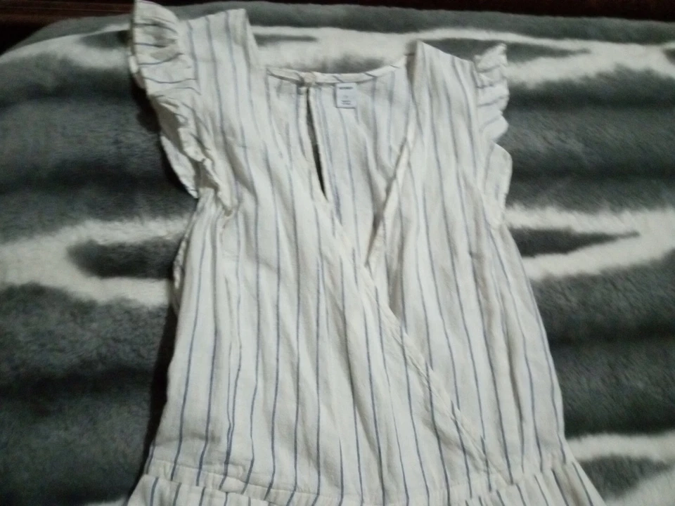 Traje Pantalón Antiguo Azul Marino Blanco Azul Rayas Volantes Foto 3 de 4