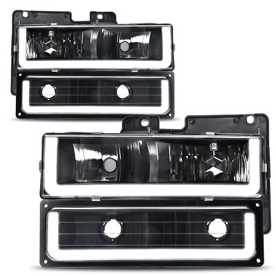 AUTOSAVER88 LED DRL Headlights Assembly Compatible with 1990-1999 Chevy C/K C...