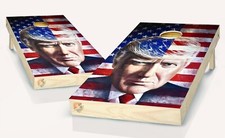 American Flag Trump Cornhole Board Vinyl Wrap Laminated Sticker Set Decal