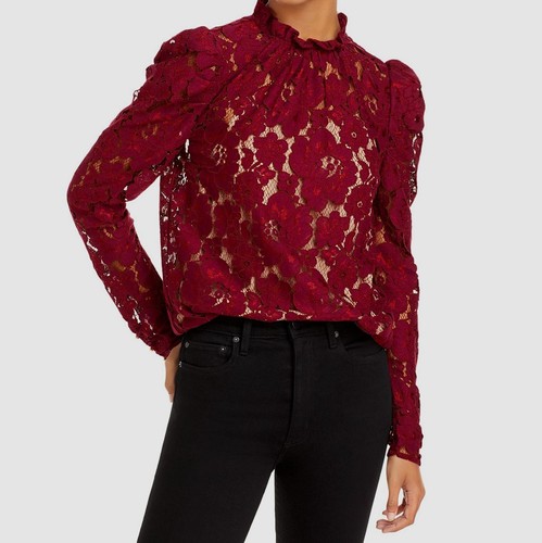 Red Erika Long Puff-Sleeve Tie-Back 