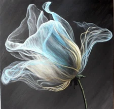 Original Acrylic Painting on Canvas Transparent Magical Flower Wall Decor