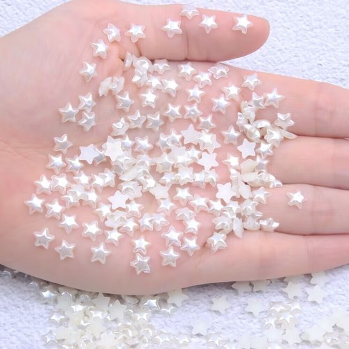 500 Ivory Acrylic Half Pearl Tiny Star Flatback Bead 6mm No Hole Scrapbook Craft