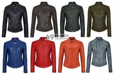 Speed Ladies Real Napa Leather Jacket Retro Fitted Biker Style SR-01
