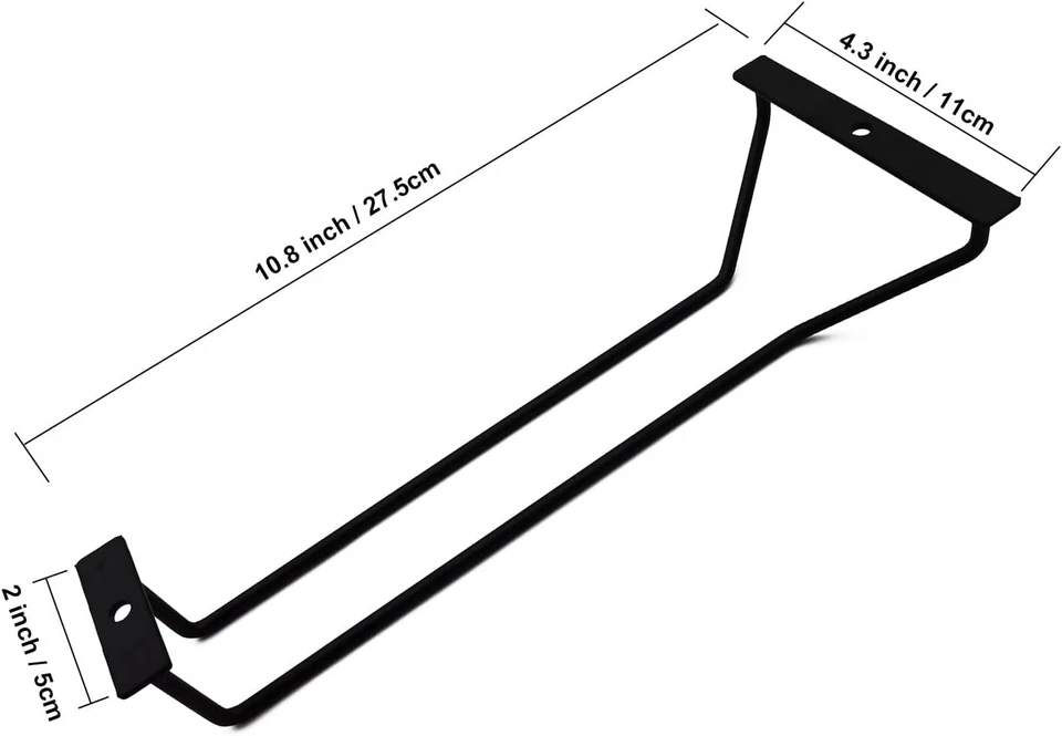 Juego de 2 estantes colgantes para copas de vino negro de 10,8 pulgadas Foto 2 de 4