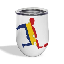 Wine Cup with Lid Soccer Player Romania Sports Soccer Wine Tumbler Glass