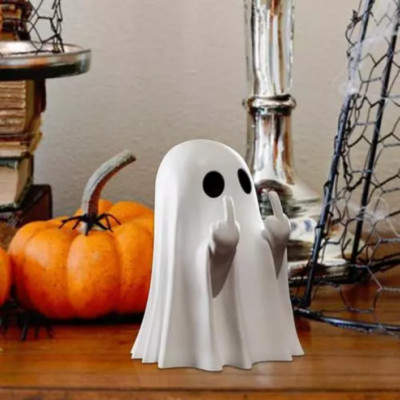 Cute Ghost Statue-Middle Finger Ghost,Halloween Ghost Figurines Decorative US--