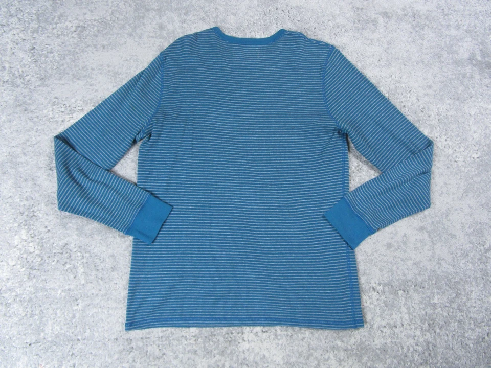 Express (2 Pack) Sweater Mens Large Waffle BLUE/RED Striped Long Sleeve Thermal - Image 3 of 4