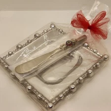 Metal Cheese Tray With Fancy Cheese Spreader Hostess Gift New