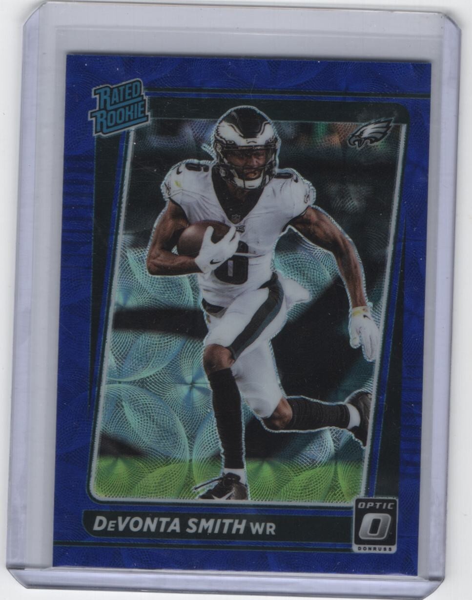 2021 Donruss Optic Football Rated Rookie Blue Scope Prizm 205 Devonta Smith