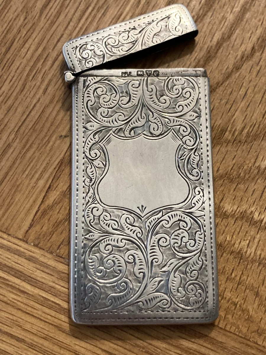 ANTIQUE CARD HOLDER, SILVER STERLING, MARKED, POCKET CARD ANTIQUE CARD HOLDER, SILVER STERLING, MARKED, POCKET CARD