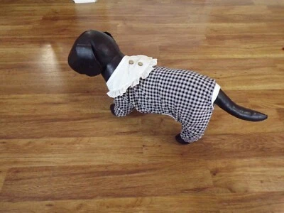 pet dog pajamas, black&white checks, stretchy, Small*(read size details) - Image 1 of 4