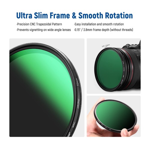 NEEWER 52mm Polarizer Filter 30 Layer Multi Resistant Nano Coated Circular Po... - Picture 5 of 11