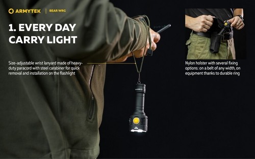 Lampe torche Armytek Bear WRG 1500 Lumens Lumière rouge et verte - rechargeable - Imagen 7 de 24