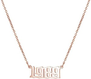 Authentic Birth Year Number 1989 Necklace with Chain 14k Rose Gold Plated Sterling Silver