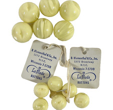 12 Blumenthal NY LaMode buttons 1930's-60's ball bakelite swirl pale yellow K