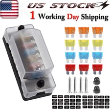 6 Way Fuse Block Waterproof Blade Fuse Box Kit 12V for Car Boat RV Bus Marine