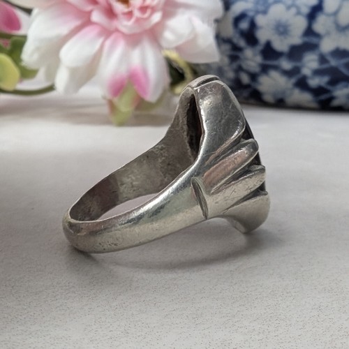 Silver Carnelian Signet Ring - Size R Chunky - Picture 9 of 9