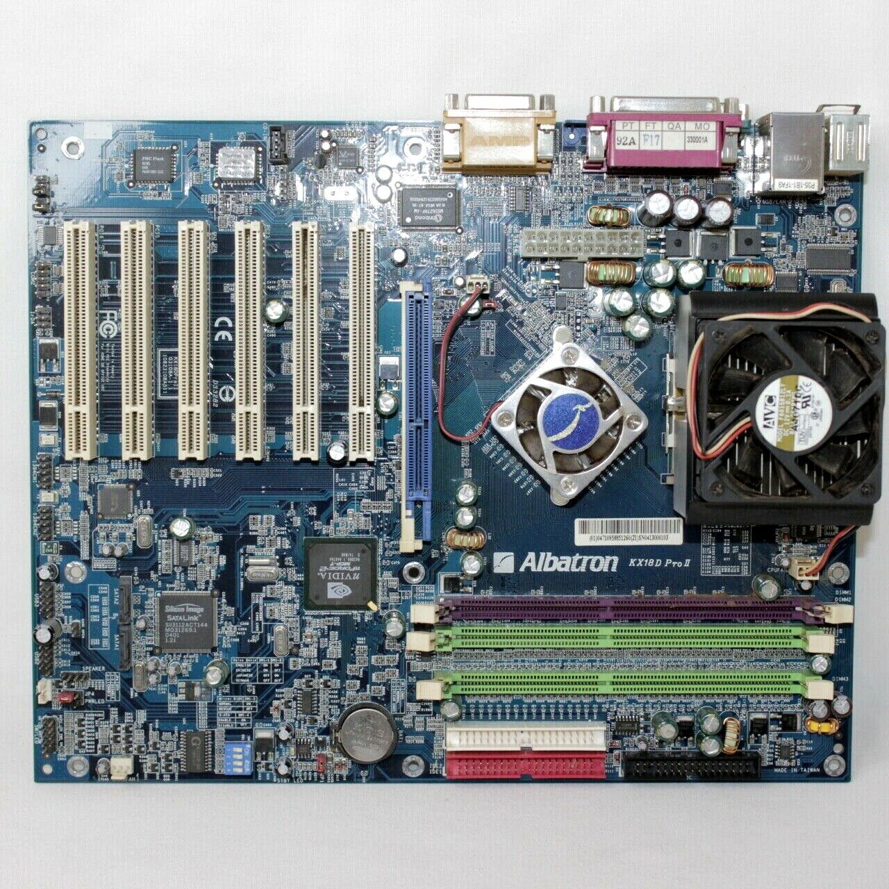 Albatron KX18D Pro II Motherboard & CPU from Tower Computer ** TESTED