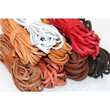 3mm Flat Cow Real Leather Finding Cord String Lace Rope Ornaments Multiple color
