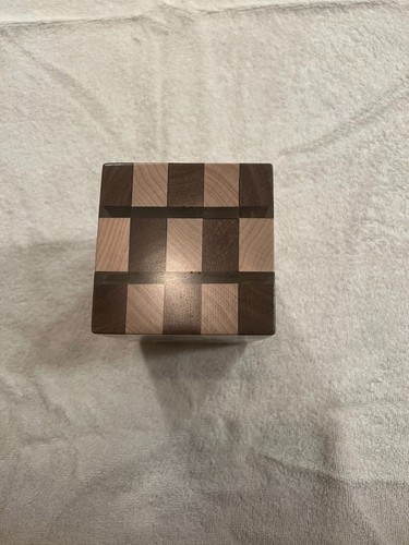 6" x 3" Maple & Oak Cube Lamp. Checker Design Perfect for any Room in the House - Picture 7 of 8