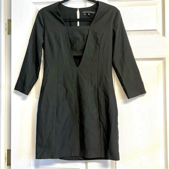 ENGLISH FACTORY Bar front cutout black dress womens size S