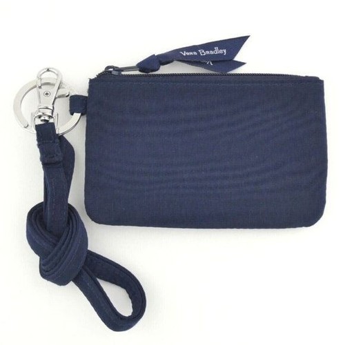 Vera Bradley klassisch marineblau Mikrofaser Reißverschluss Ausweis & Schlüsselband Set Neu mit Etikett - Bild 1 von 2