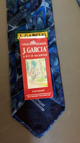 J. Garcia Carousel Collection Fourteen 100% Silk Blue Abstract Woven Tie